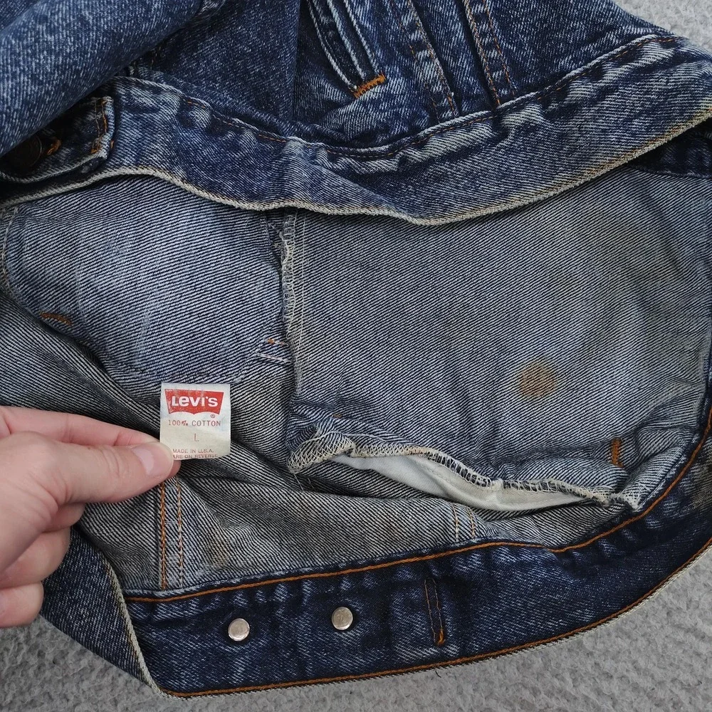 Vintage Levi's Denim Trucker Jacket Mens Large Stonewash Made in USA 90s 71548 - Picture 8 of 16